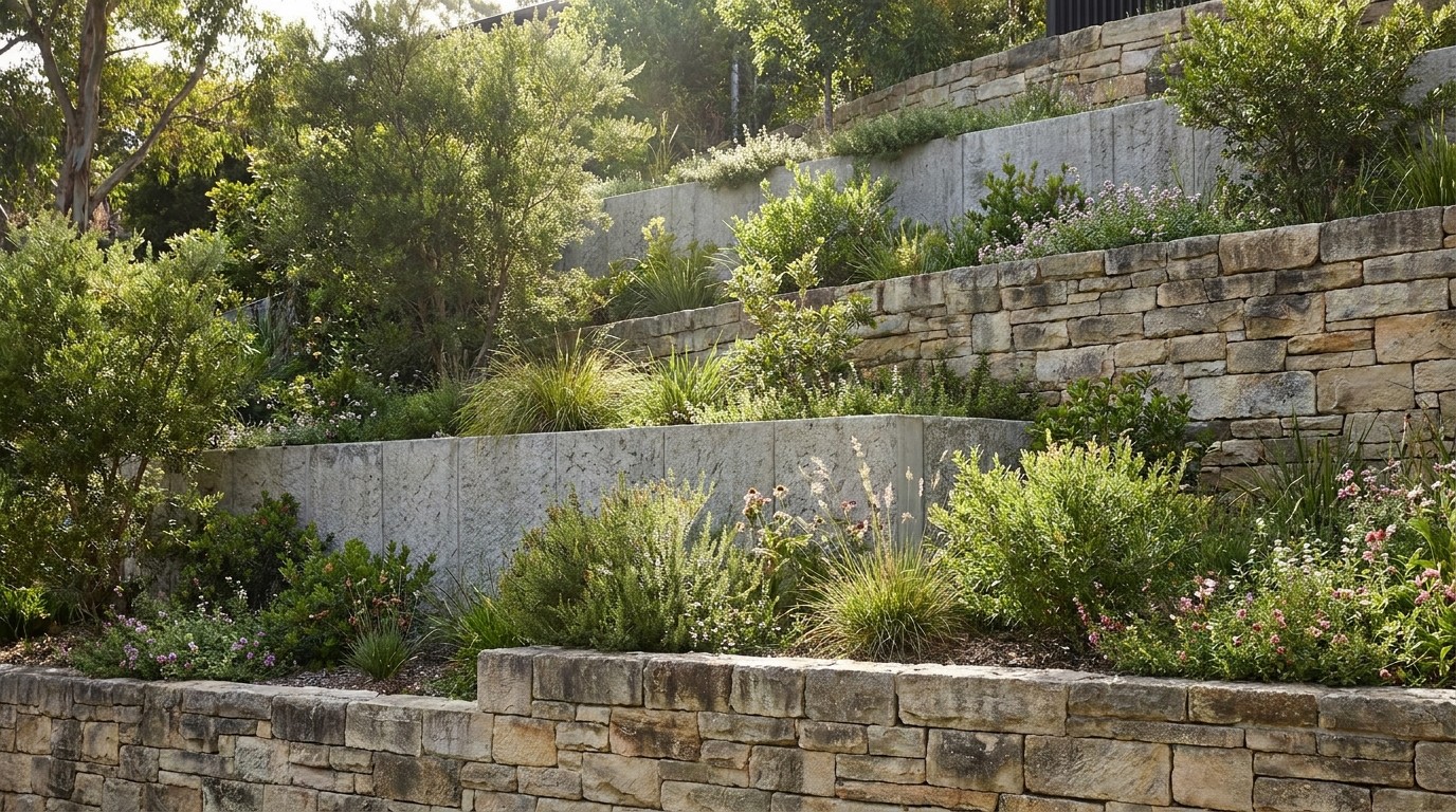 подпорные стенки, ландшафт