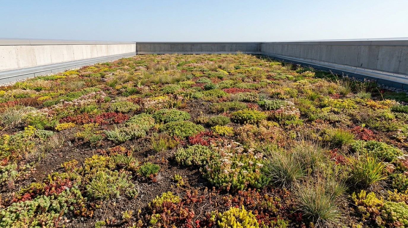 зелёная крыша, седум, экстенсивное озеленение